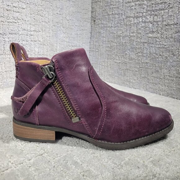 Ugg Aureo Women's Size 6M US Purple Leather Side Zip Ankle Boots 1098314 - Picture 5 of 9
